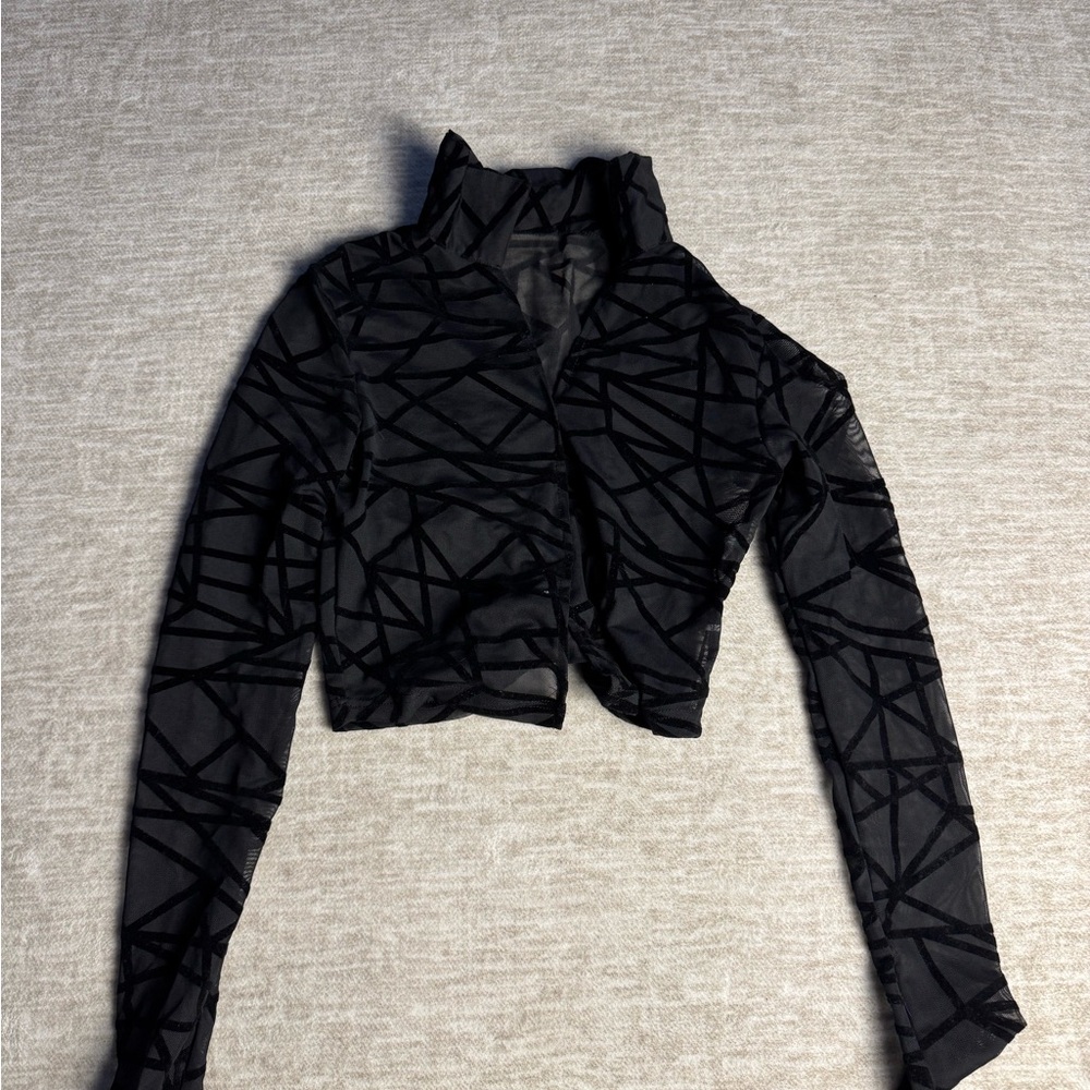 SHEIN Black Geometric Mesh Jacket